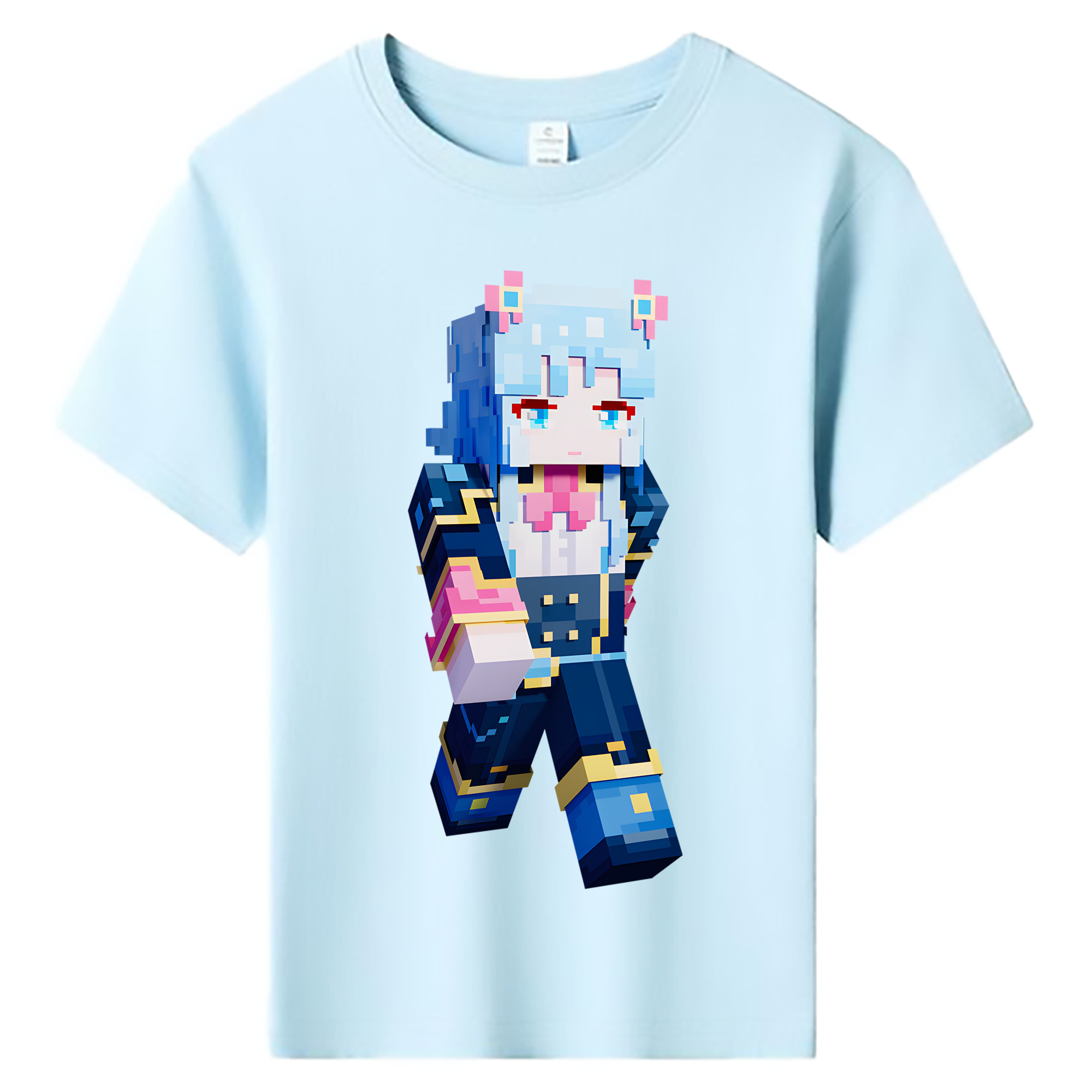 （画像用） マインクラフト ブロックの世界 Minecraft MC Block world 綿100％キッズTシャツ（フロントプリント）